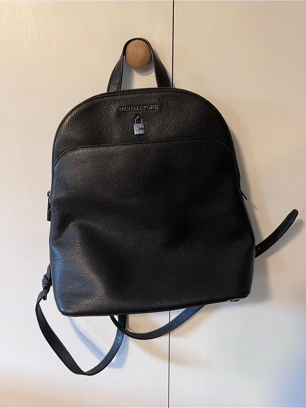 Michael Kors Adele Black Pebbled Leather Backpack